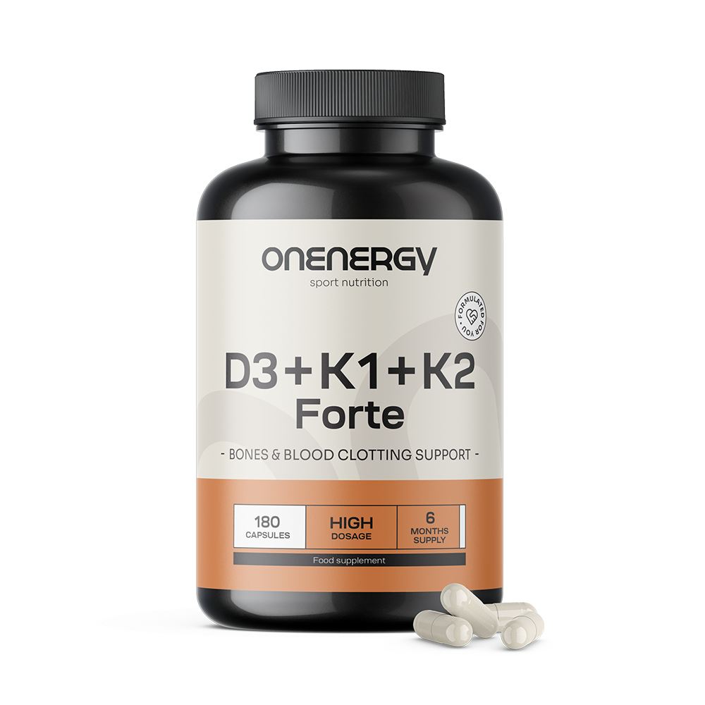 Vitamins D3 + K1 + K2 FORTE, 180 capsules